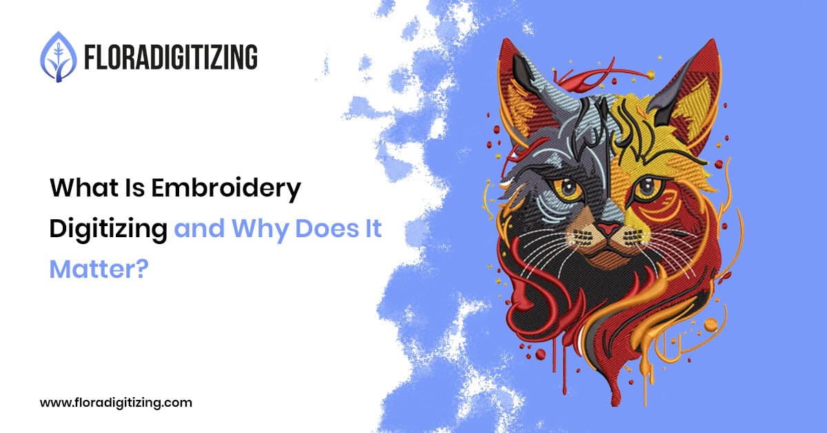 Professional embroidery digitizing services converting a logo into machine embroidery files for high quality embroidery production.